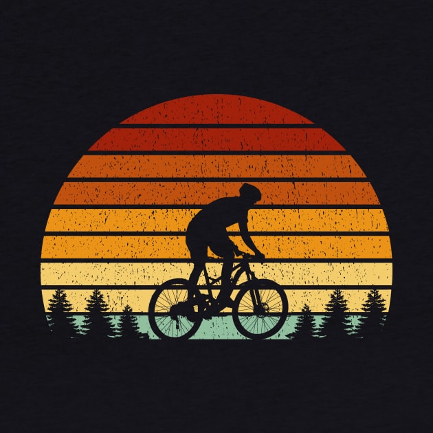 Vintage Sunset Mountain Biking Gift For Mountain Bikers by OceanRadar